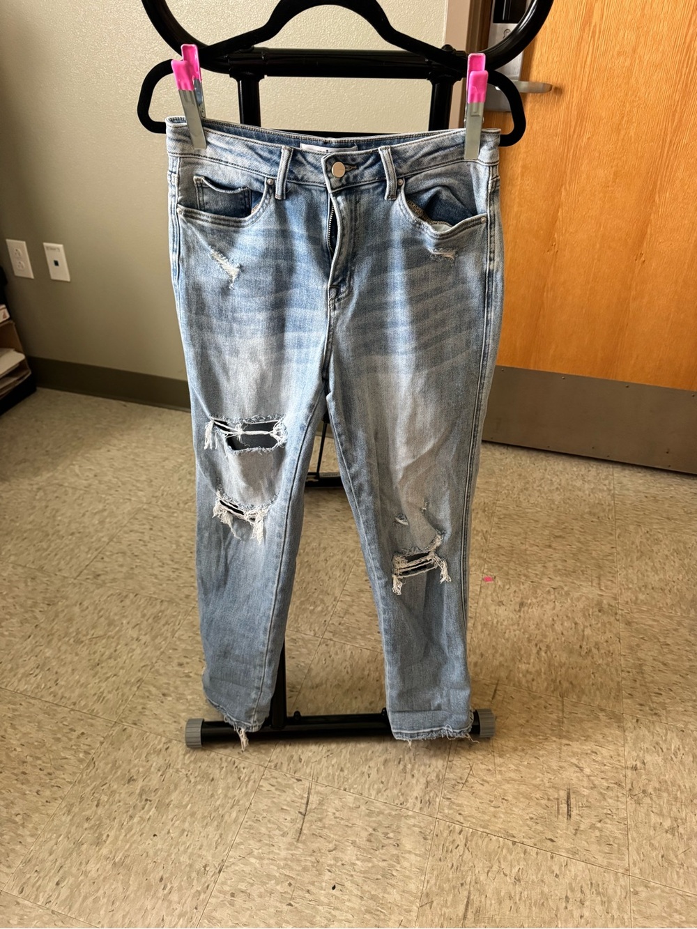 Light Wash Distressed Skinny Jeans - Women's